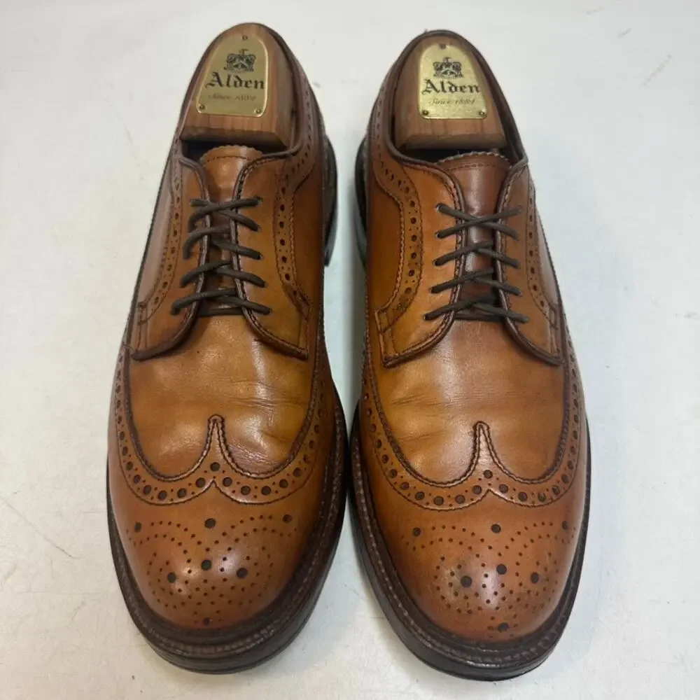 RESOLED Alden 97641 Burnished Tan Calfskin Long Wing Blucher Made in USA 7.5 D